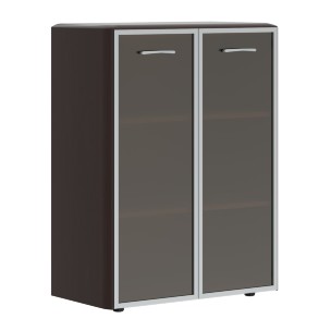 Шкаф средний со стеклянными дверьми в AL-рамке и обвязкой DMC 85.7 892х450х1185 DIONI