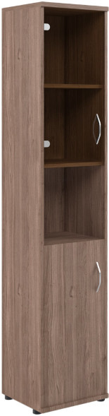 Шкаф колонка с малой глухой и стеклянной дверьми СУ-1.4(L) Ясень Шимо 406*365*1975 в Сургуте 