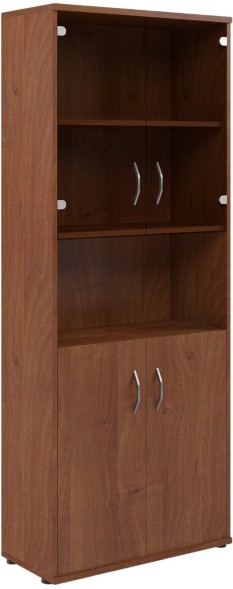 Шкаф комбинированный малыми стеклянными и глухими дверьми СТ-1.4 Орех Французcкий 770*365*1975 в Сургуте 