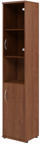 Шкаф колонка с малой глухой и стеклянной дверьми СУ-1.4(R) Орех Французcкий 406*365*1975 в Сургуте 